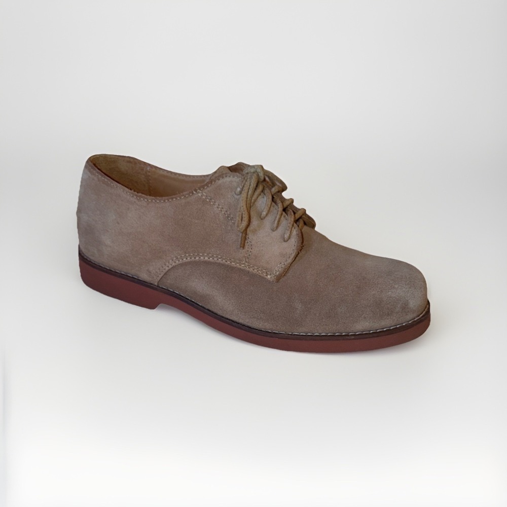 L.L. Bean Classic Tan Suede Bucks Oxford Lace Up Shoes Men's Size 7.5 D Hard Toe
